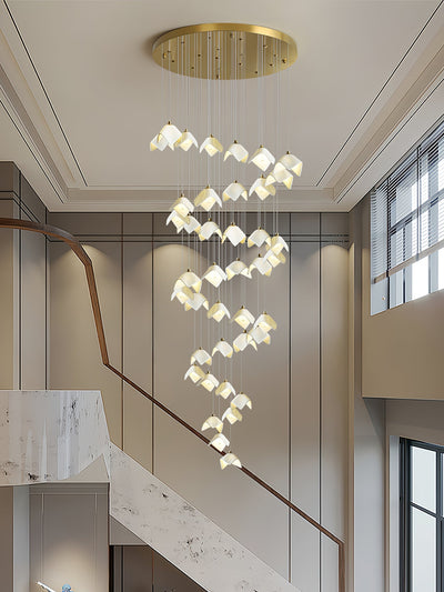Cithayra Geometric Glass Brass Chandelier
