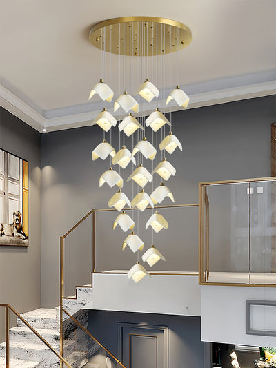 Cithayra Geometric Glass Brass Chandelier