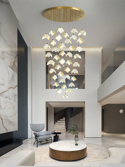 Cithayra Geometric Glass Brass Chandelier