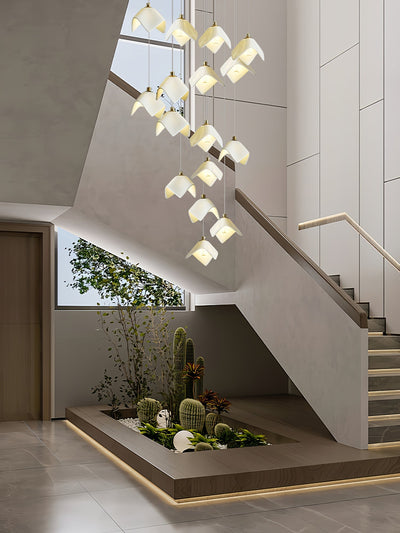 Cithayra Geometric Glass Brass Chandelier