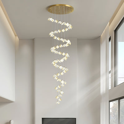 Cithayra Geometric Glass Brass Chandelier