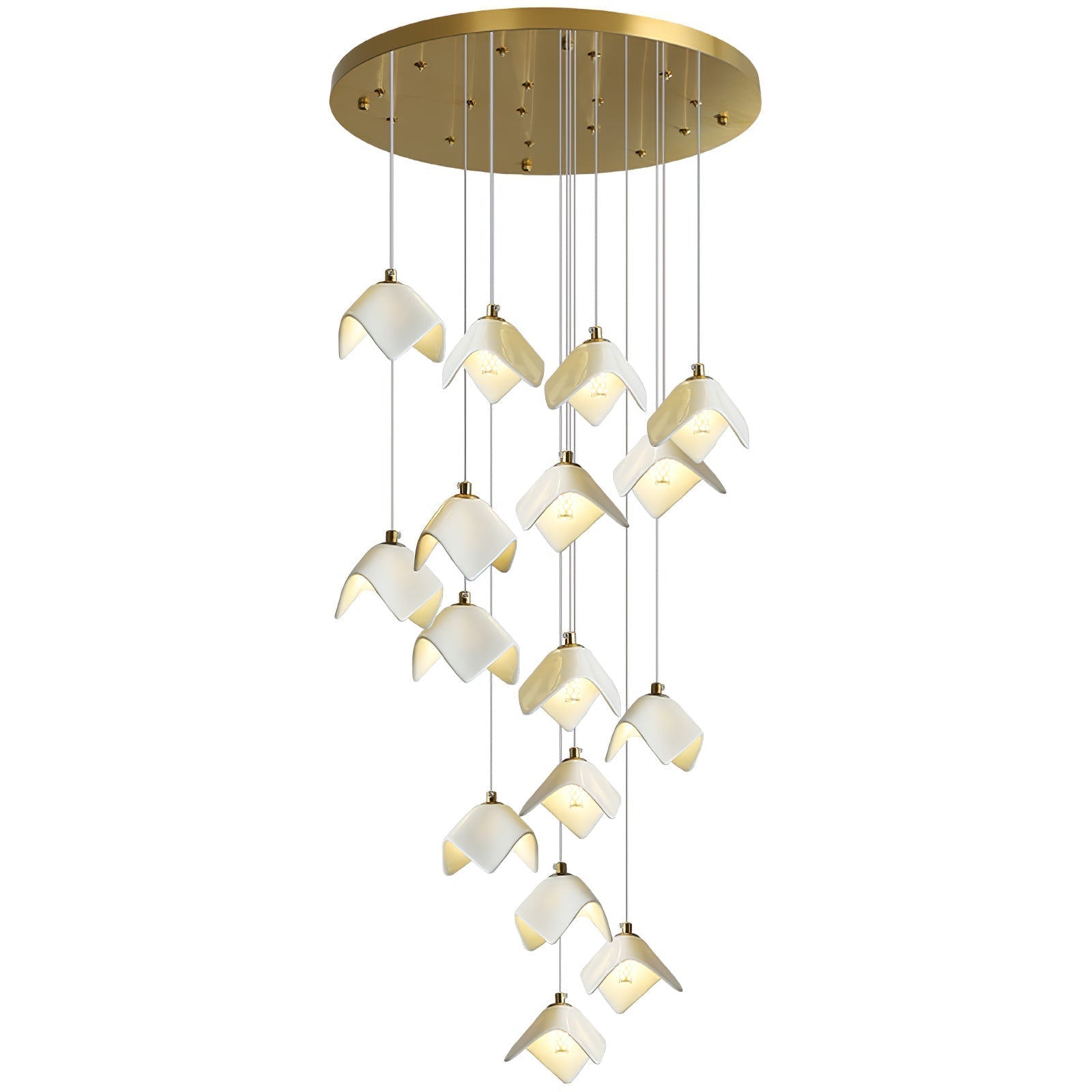 Cithayra Geometric Glass Brass Chandelier