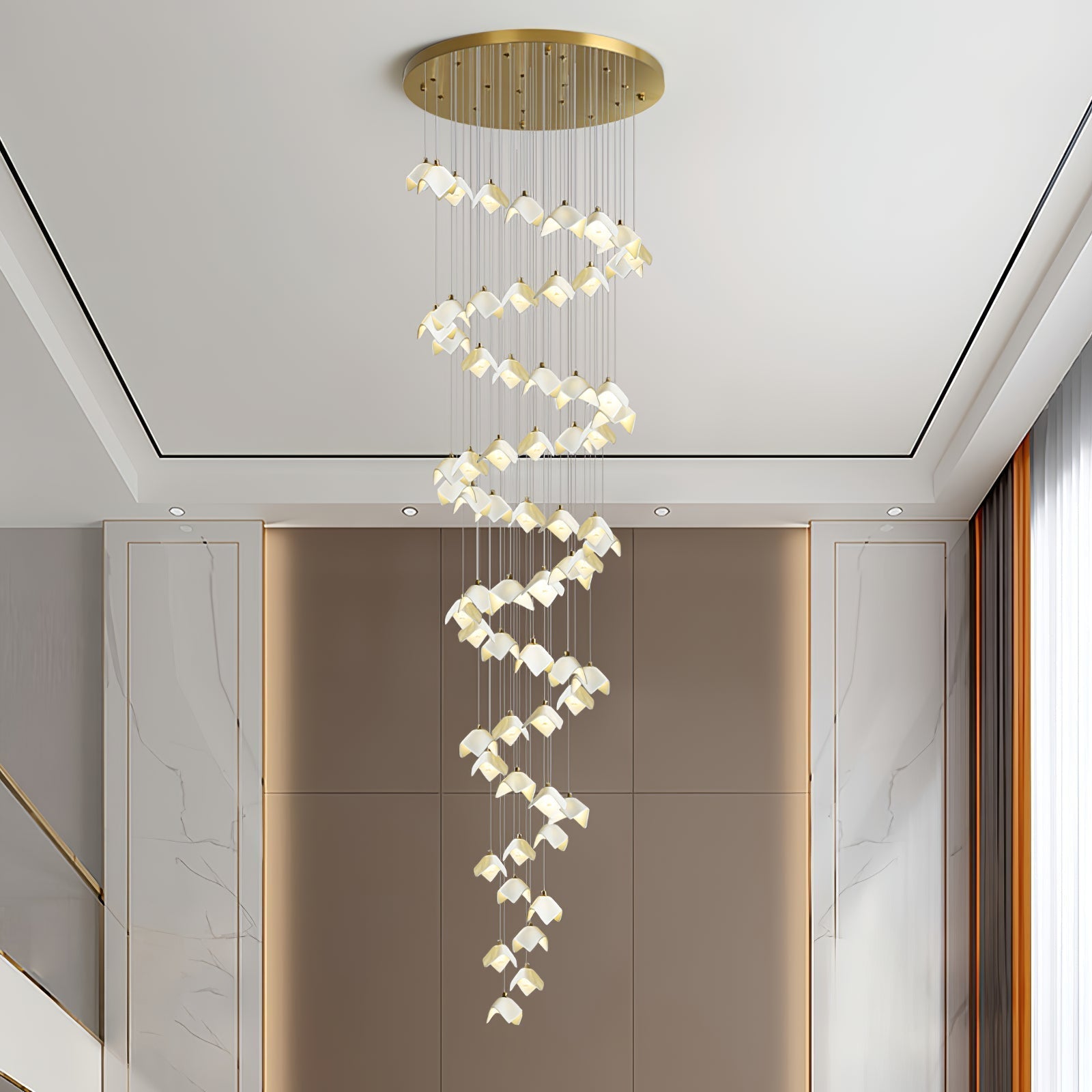 Cithayra Geometric Glass Brass Chandelier