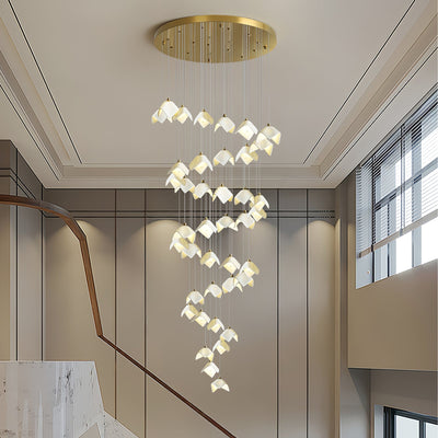 Cithayra Geometric Glass Brass Chandelier