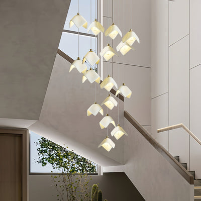 Cithayra Geometric Glass Brass Chandelier