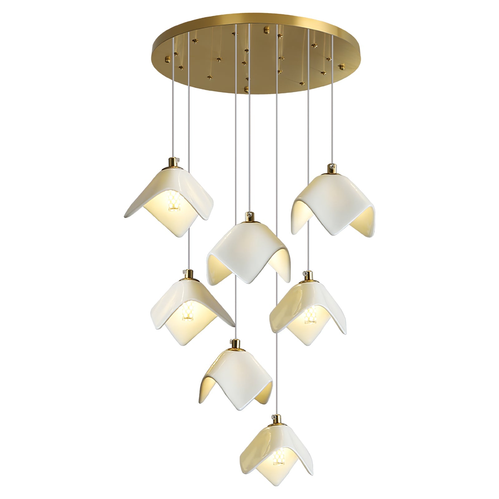 Cithayra Geometric Glass Brass Chandelier