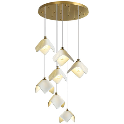 Cithayra Geometric Glass Brass Chandelier