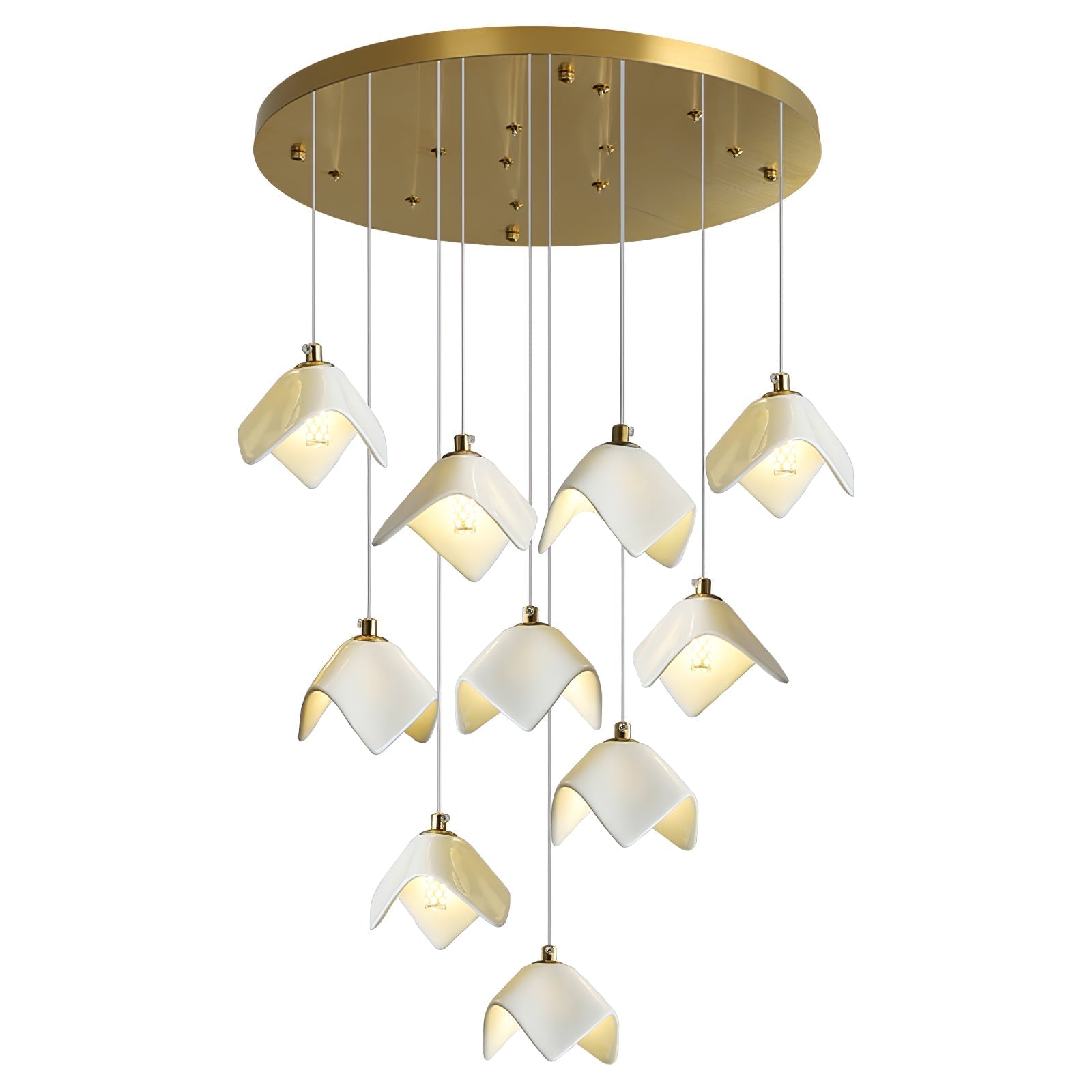 Cithayra Geometric Glass Brass Chandelier