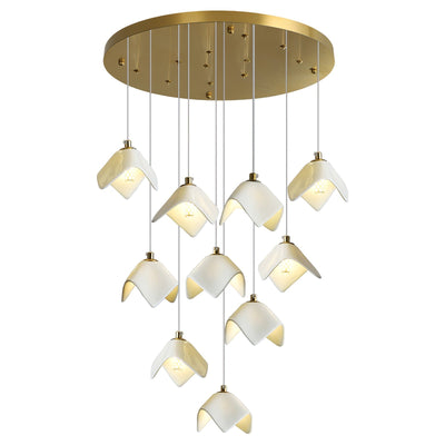 Cithayra Geometric Glass Brass Chandelier