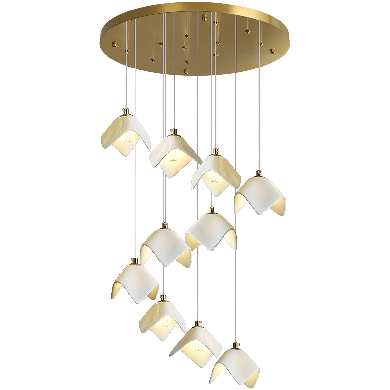 Cithayra Geometric Glass Brass Chandelier