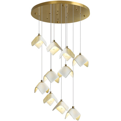 Cithayra Geometric Glass Brass Chandelier