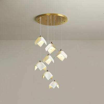 Cithayra Geometric Glass Brass Chandelier