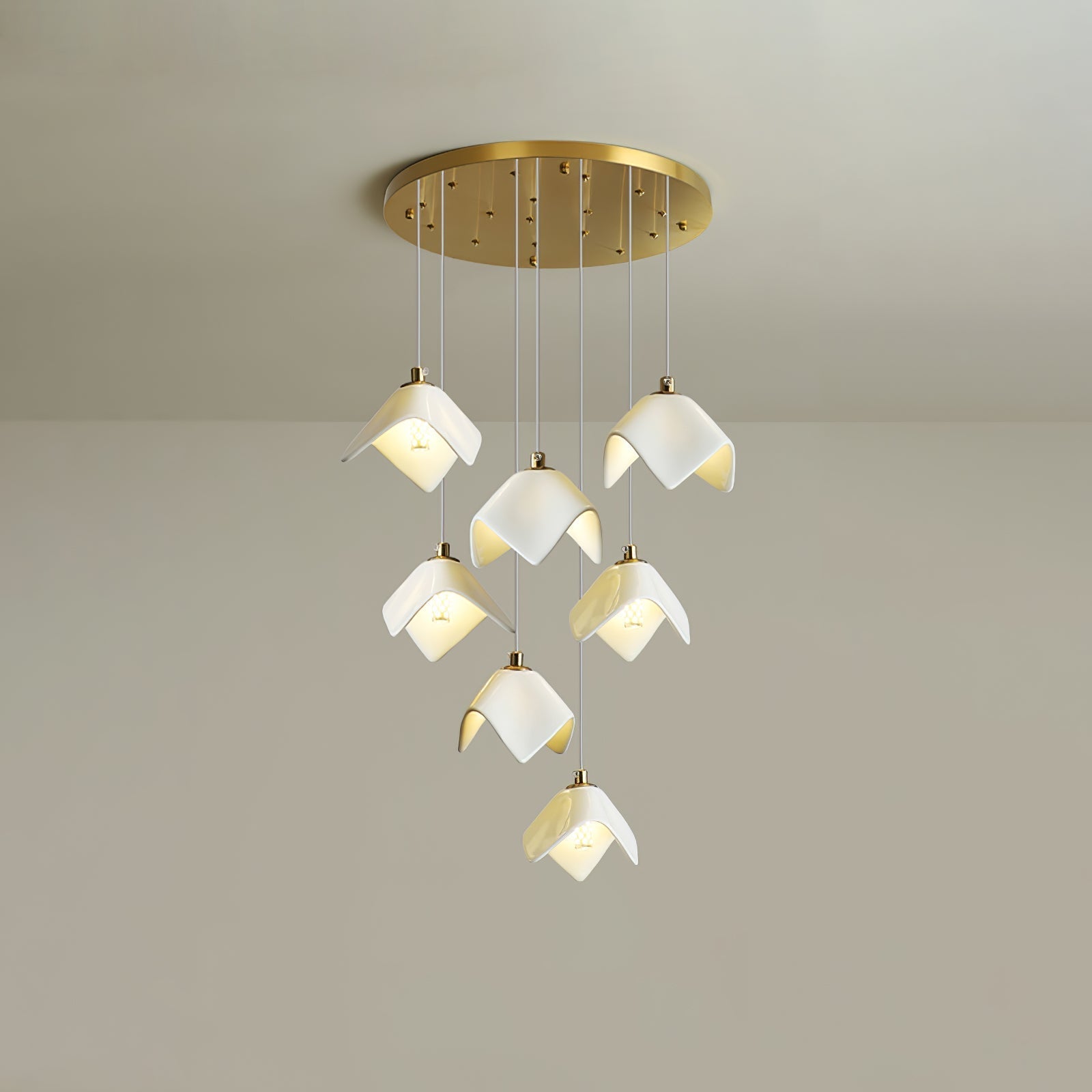 Cithayra Geometric Glass Brass Chandelier