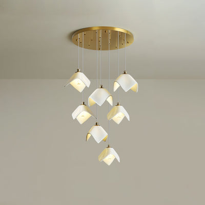 Cithayra Geometric Glass Brass Chandelier