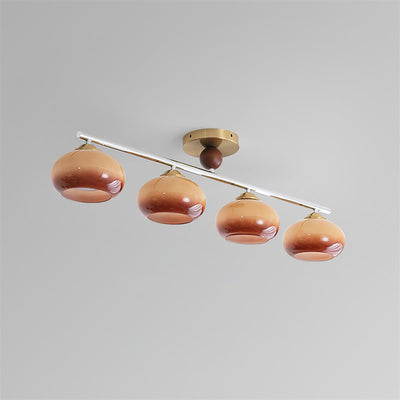 Aubrelle 4-Light Amber Glass Globe Ceiling Fixture - Neutral Decor