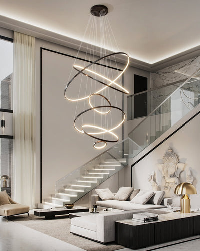 Efrion Modern Minimalist Rings Brass Plastic Chandelier
