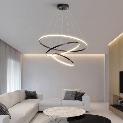Efrion Modern Minimalist Rings Brass Plastic Chandelier