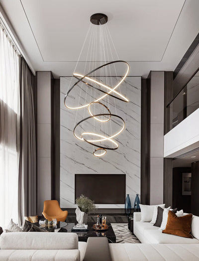 Efrion Modern Minimalist Rings Brass Plastic Chandelier