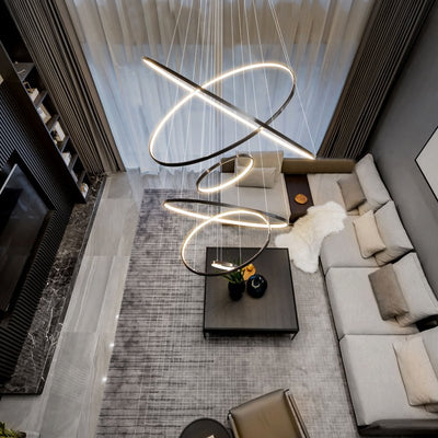 Efrion Modern Minimalist Rings Brass Plastic Chandelier