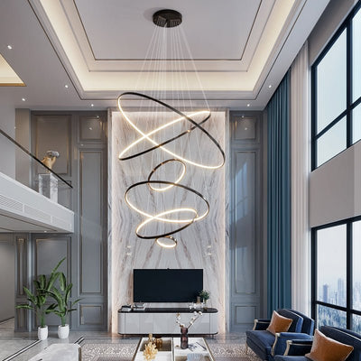 Efrion Modern Minimalist Rings Brass Plastic Chandelier