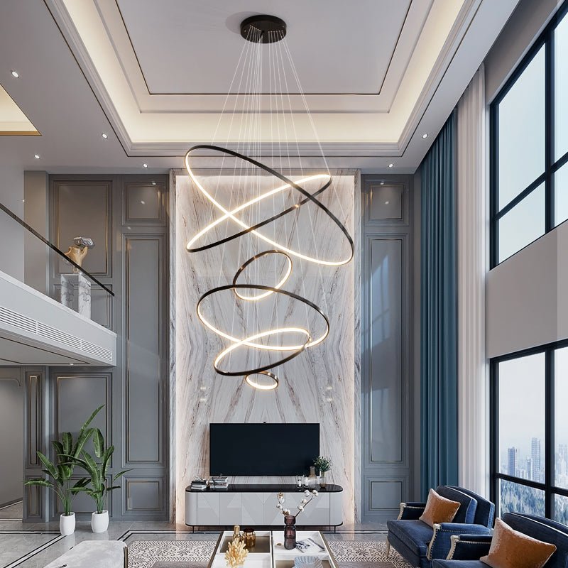 Efrion Modern Minimalist Rings Brass Plastic Chandelier