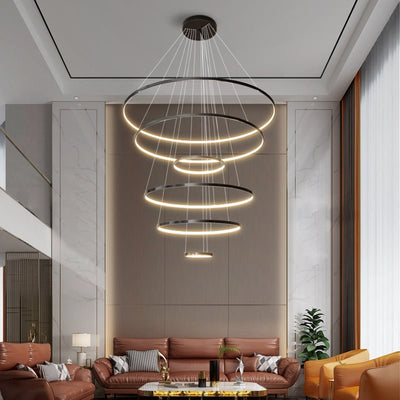 Efrion Modern Minimalist Rings Brass Plastic Chandelier