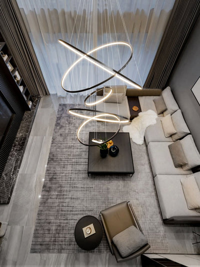 Efrion Modern Minimalist Rings Brass Plastic Chandelier
