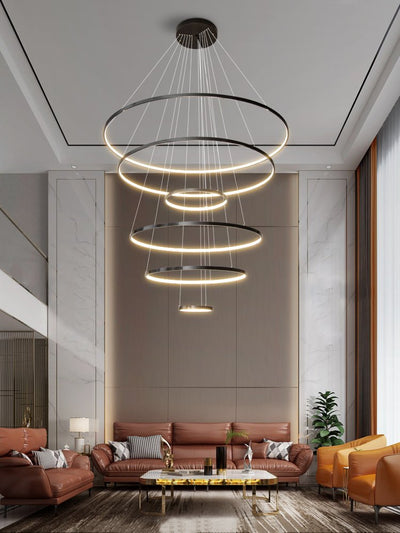 Efrion Modern Minimalist Rings Brass Plastic Chandelier