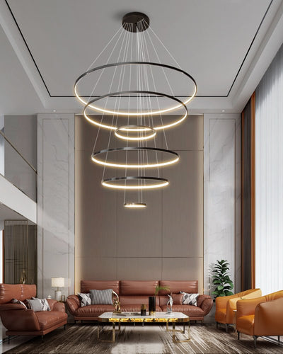 Efrion Modern Minimalist Rings Brass Plastic Chandelier