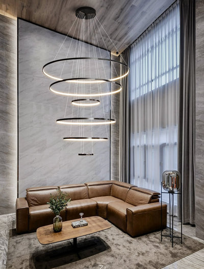 Efrion Modern Minimalist Rings Brass Plastic Chandelier