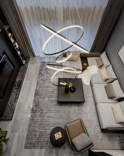 Efrion Modern Minimalist Rings Brass Plastic Chandelier