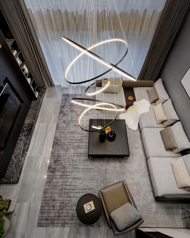 Efrion Modern Minimalist Rings Brass Plastic Chandelier