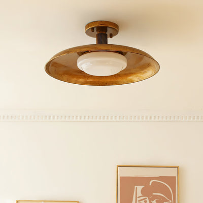 Evergrove Pot Lid Style Flat Panel Flush Mount Ceiling Light