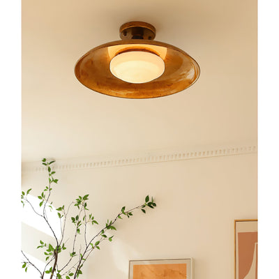 Evergrove Pot Lid Style Flat Panel Flush Mount Ceiling Light