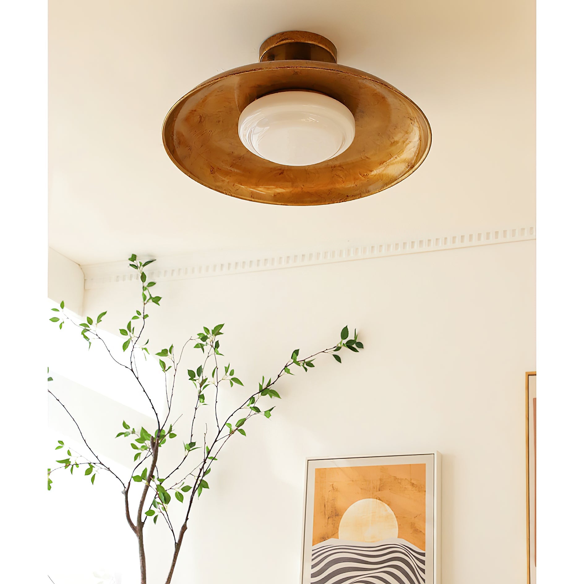 Evergrove Pot Lid Style Flat Panel Flush Mount Ceiling Light