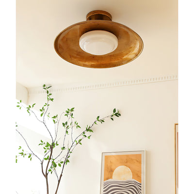 Evergrove Pot Lid Style Flat Panel Flush Mount Ceiling Light