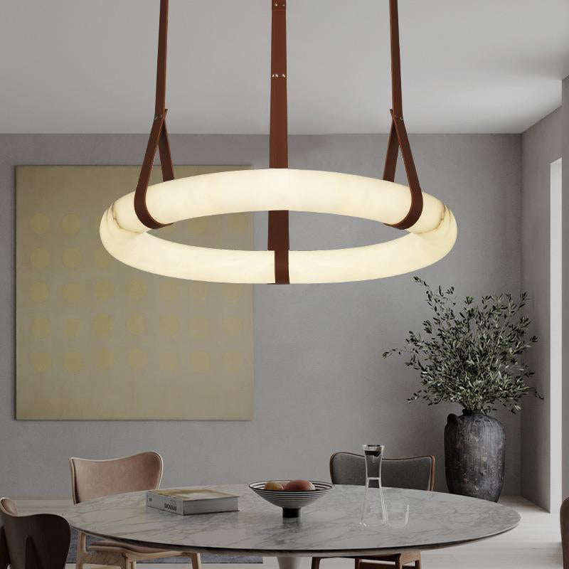 Tarys Alabaster Chandeliers  Ring Leather Strap Version B