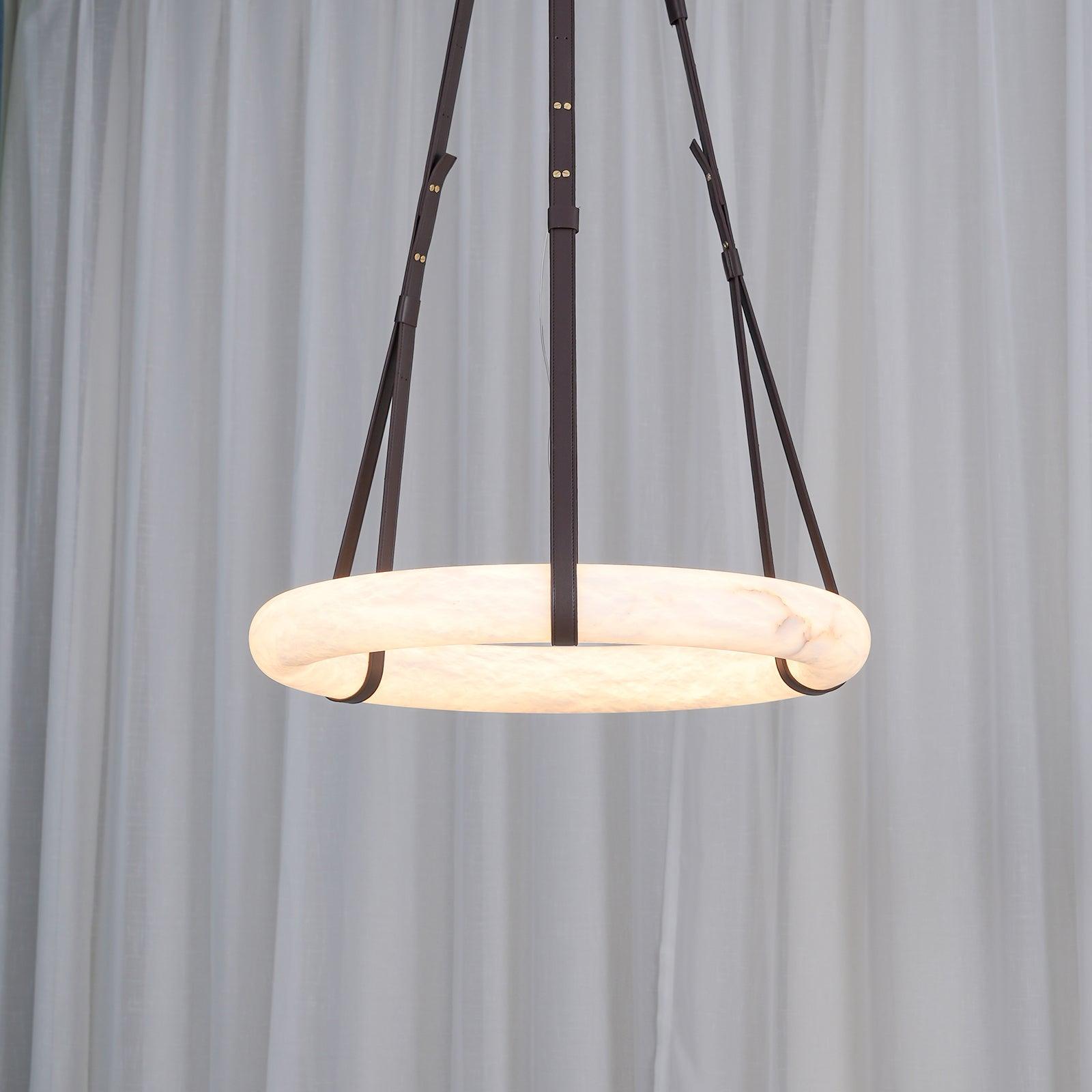 Lixor Alabaster Chandeliers  Ring Leather Strap  Version A