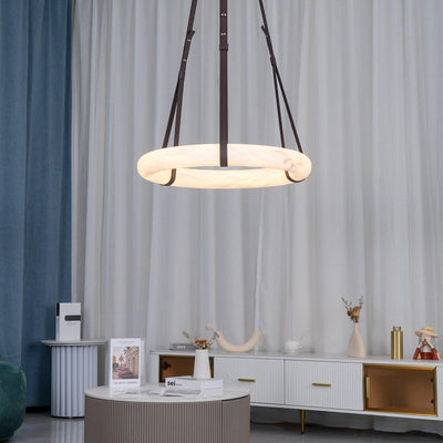 Lixor Alabaster Chandeliers  Ring Leather Strap  Version A