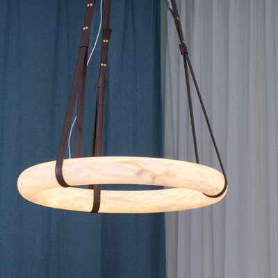 Lixor Alabaster Chandeliers  Ring Leather Strap  Version A