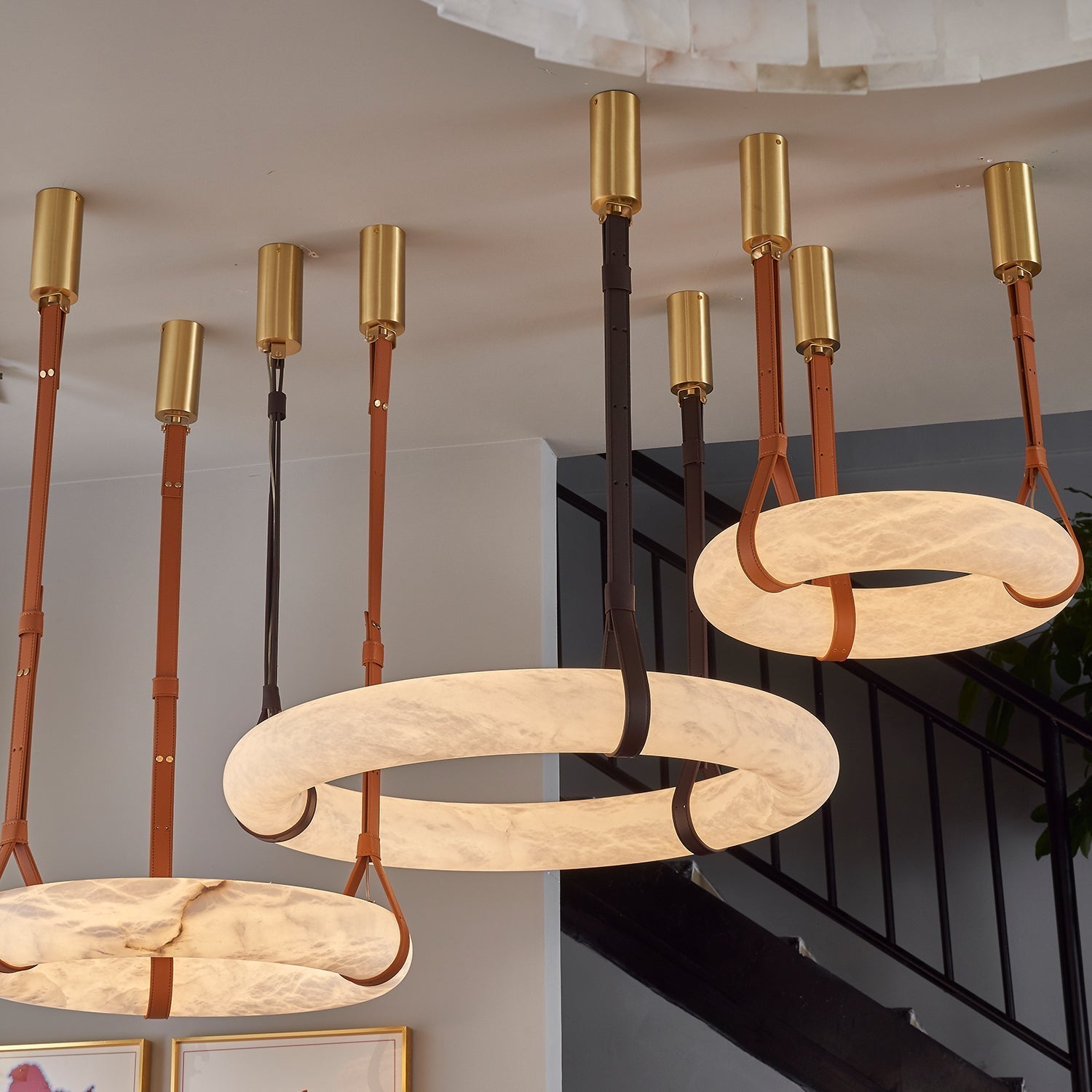 Tarys Alabaster Chandeliers  Ring Leather Strap Version B