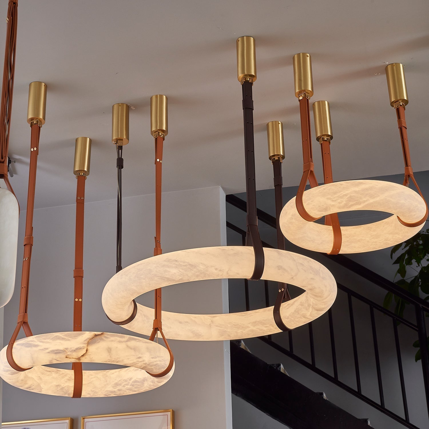 Tarys Alabaster Chandeliers  Ring Leather Strap Version B