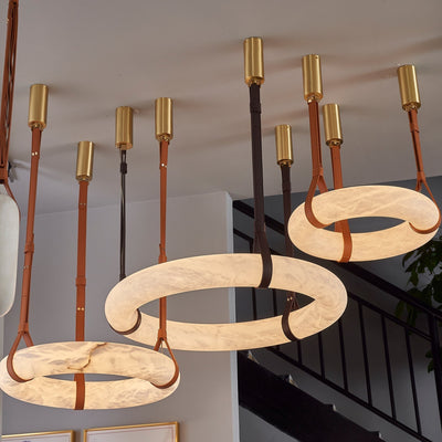 Tarys Alabaster Chandeliers  Ring Leather Strap Version B