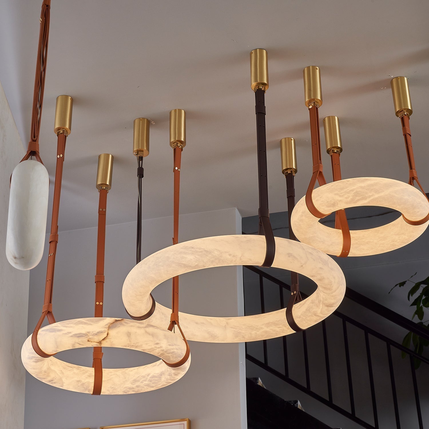 Tarys Alabaster Chandeliers  Ring Leather Strap Version B