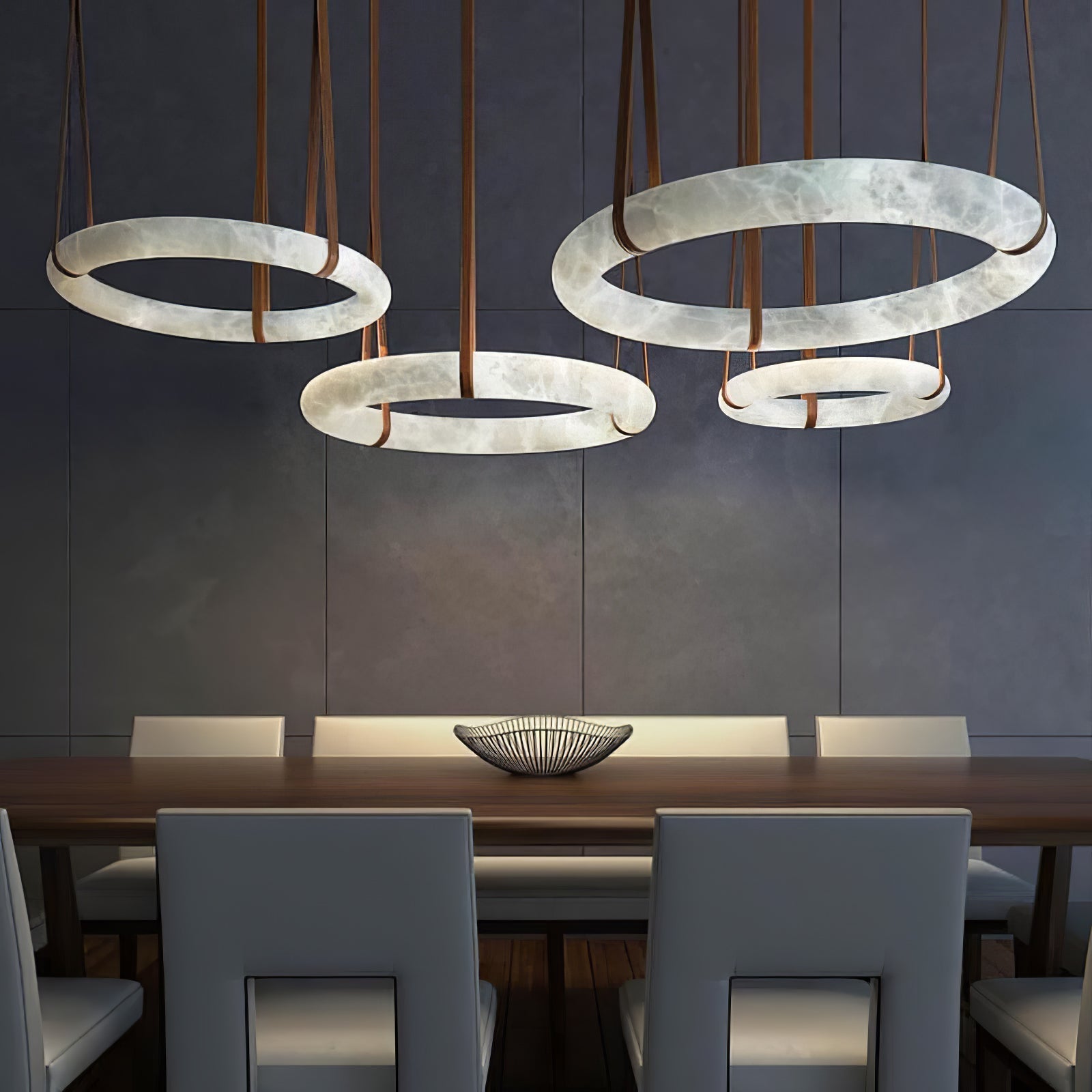 Tarys Alabaster Chandeliers  Ring Leather Strap Version B