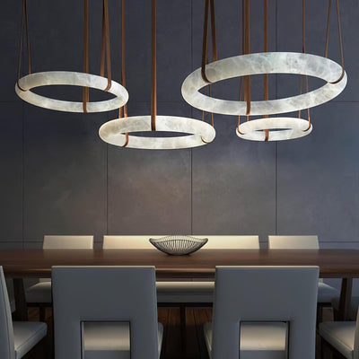 Lixor Alabaster Chandeliers  Ring Leather Strap  Version A