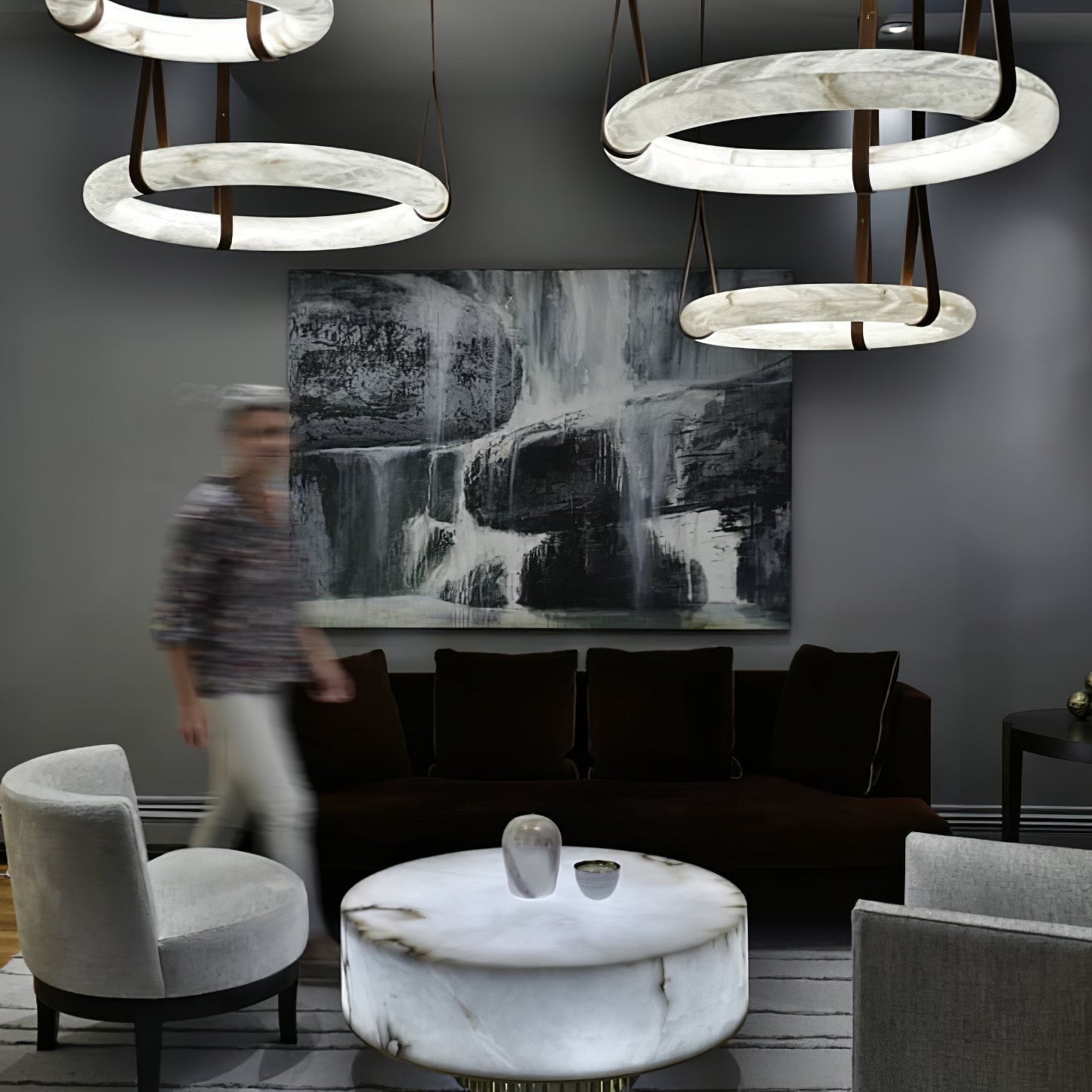 Tarys Alabaster Chandeliers  Ring Leather Strap Version B
