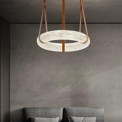 Lixor Alabaster Chandeliers  Ring Leather Strap  Version A