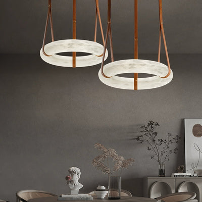 Tarys Alabaster Chandeliers  Ring Leather Strap Version B