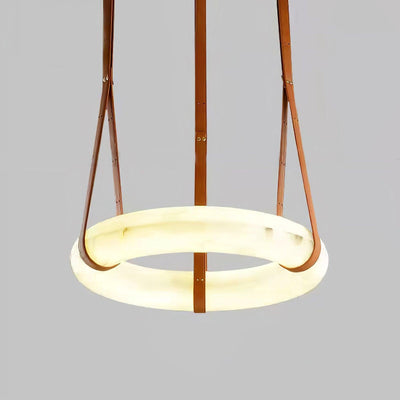 Lixor Alabaster Chandeliers  Ring Leather Strap  Version A